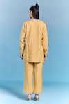 Shop_Kalista_Yellow Cotton, Linen Embroidery V-neck Nora Tunic And Pant Set _at_Aza_Fashions