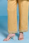 Kalista_Yellow Cotton, Linen Embroidery V-neck Nora Tunic And Pant Set _at_Aza_Fashions