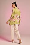 Kalista_Green Satin Embroidery Collared Kylie Shirt _Online_at_Aza_Fashions