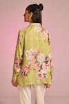 Shop_Kalista_Green Satin Embroidery Collared Kylie Shirt _at_Aza_Fashions