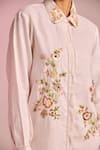 Shop_Kalista_Off White Cotton, Linen Embroidery Collared Lisa Shirt _Online_at_Aza_Fashions