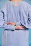 Shop_Kalista_Blue Cotton, Linen Embroidery V-neck Nora Tunic _Online_at_Aza_Fashions