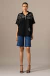 Buy_Namrata Joshipura_Black Embroidery Collared Grace Backtie Zipper Top _Online_at_Aza_Fashions