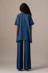 Shop_Namrata Joshipura_Blue Denim Sequins Collared Rosette Zipper Handkerchief Tunic _at_Aza_Fashions