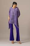 Buy_Namrata Joshipura_Purple Embroidery Round Neck Pansy Flower Handkerchief Tunic _at_Aza_Fashions