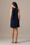 Shop_Namrata Joshipura_Navy Georgette Embroidery Halter Neck Baroque Dress _at_Aza_Fashions