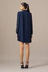Shop_Namrata Joshipura_Navy Georgette Embroidery Collared Moonflower Front Pleat Dress _at_Aza_Fashions