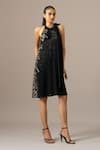 Buy_Namrata Joshipura_Black Georgette Embroidery Halter Neck Fern Dress _at_Aza_Fashions