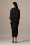 Shop_Namrata Joshipura_Black Embroidery V-neck Katnis Drawstring Dress _at_Aza_Fashions