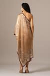 Shop_Namrata Joshipura_Brown One Shoulder Paisley Scarf Printed Dress _at_Aza_Fashions