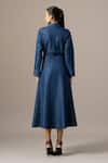 Shop_Namrata Joshipura_Blue Denim Embroidery Collared Poppy Flower Wrap Dress _at_Aza_Fashions