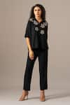 Buy_Namrata Joshipura_Black Embroidery Collared Floral Corset Shirt And Pant Set _Online_at_Aza_Fashions