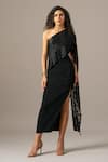 Buy_Namrata Joshipura_Black Jersey One Shoulder Gown _at_Aza_Fashions