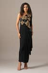 Buy_Namrata Joshipura_Black Jersey Beads, Embroidery One Shoulder Gown _at_Aza_Fashions