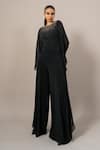 Namrata Joshipura_Black Jersey Beads Round Neck Star Boy Batwing Jumpsuit _Online_at_Aza_Fashions