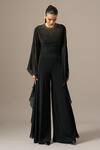 Buy_Namrata Joshipura_Black Jersey Beads Round Neck Star Boy Batwing Jumpsuit _Online_at_Aza_Fashions