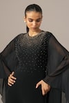 Shop_Namrata Joshipura_Black Jersey Beads Round Neck Star Boy Batwing Jumpsuit _Online_at_Aza_Fashions