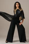 Buy_Namrata Joshipura_Black Jersey Round Neck Katniss Front Flap Jumpsuit _at_Aza_Fashions