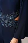 Namrata Joshipura_Navy Jersey Embroidery Crew Neck Baroque Waist Jumpsuit _Online_at_Aza_Fashions