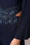 Namrata Joshipura_Navy Jersey Embroidery Crew Neck Baroque Waist Jumpsuit _at_Aza_Fashions