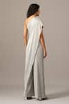 Shop_Namrata Joshipura_Gray Chiffon Beads One Shoulder Star Box Jumpsuit _at_Aza_Fashions