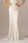 Namrata Joshipura_Ivory Chiffon Pearls Drops Corset And Trail Skirt Set _Online_at_Aza_Fashions