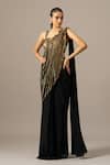 Buy_Namrata Joshipura_Black Georgette Embroidery Sweetheart Baroque Pre-draped Saree With Blouse _at_Aza_Fashions