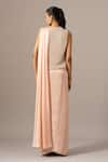 Shop_Namrata Joshipura_Peach Beads Round Neck Pre-draped Saree With Blouse _at_Aza_Fashions