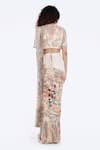 Shop_Onaya_Off White Organza Pearls, Sequins, Cut Pre-draped Saree And Embellished Blouse Set _at_Aza_Fashions