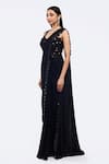 Buy_Onaya_Black Lycra Sequins, Beads Asymmetric Embellished Saree Gown _Online_at_Aza_Fashions