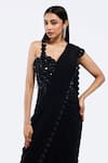 Shop_Onaya_Black Lycra Sequins, Beads Asymmetric Embellished Saree Gown _Online_at_Aza_Fashions