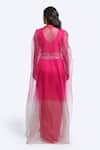 Shop_Onaya_Pink Silk Embroidery, Zari Round , Open Cape And Skirt Set _at_Aza_Fashions