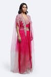Buy_Onaya_Pink Silk Embroidery, Zari Round , Open Cape And Skirt Set _Online_at_Aza_Fashions