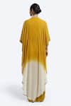 Shop_Onaya_Mustard Silk Zari, Embroidery High , Round Ombre Cape And Skirt Set _at_Aza_Fashions