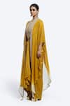 Buy_Onaya_Mustard Silk Zari, Embroidery High , Round Ombre Cape And Skirt Set _Online_at_Aza_Fashions