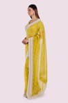 Shop_Onaya_Green Organza Embroidery Round Neck Saree And Blouse Set _Online_at_Aza_Fashions