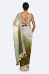 Shop_Onaya_Green Organza Gota Patti, Sequins Plunge Neck Saree And Embellished Blouse Set _at_Aza_Fashions