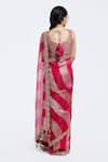 Shop_Onaya_Pink Tissue Embroidery, Sequins Round Color Block Saree And Embellished Blouse Set _at_Aza_Fashions