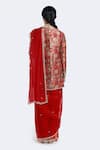 Shop_Onaya_Red Organza Sequins Sweetheart , Round Embellished Jacket And Saree Set _at_Aza_Fashions