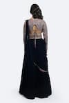 Shop Onaya Black Georgette Sequins, Pre-draped Lehenga Saree And Embellished Blouse Set at Aza Fashions Shop_Onaya_Black Georgette Sequins, Pre-draped Lehenga Saree And Embellished Blouse Set_at_Aza_Fashions