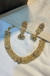 Shop_Prestones_Gold Plated Pearls, Stones Finish Guccha Necklace Set _at_Aza_Fashions