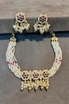 Buy_Prestones_Multi Color Pearls, Stones Gold Finish And Motif Set _at_Aza_Fashions
