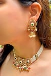 Shop_Prestones_Multi Color Pearls, Stones Motif Necklace Set _at_Aza_Fashions