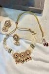 Buy_Prestones_Multi Color Pearls, Stones Motif Necklace Set _at_Aza_Fashions