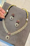 Buy_Prestones_Multi Color Gold Finish Temple Necklace Set _at_Aza_Fashions