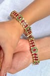 Buy_Prestones_Multi Color Zari Zircon Studded Temple Bangle Set _at_Aza_Fashions