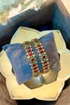 Buy_Prestones_Multi Color Zari Zircon Studded Temple Bangle Set _Online_at_Aza_Fashions
