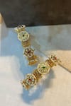 Prestones_Multi Color Gemstones, Pearls Gold Finish Temple Bangle Set _Online_at_Aza_Fashions