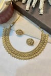 Prestones_Gold Plated Finish Temple Necklace Set _Online_at_Aza_Fashions