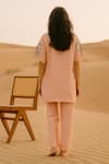 Shop_Samatvam By Anjali Bhaskar_Pink Chanderi Embroidery Round Neck Falak Tunic With Pant _at_Aza_Fashions